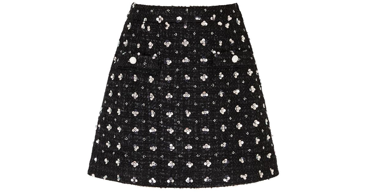 Sister Jane Grace Embellished Bouclé Tweed Mini Skirt in Black | Lyst