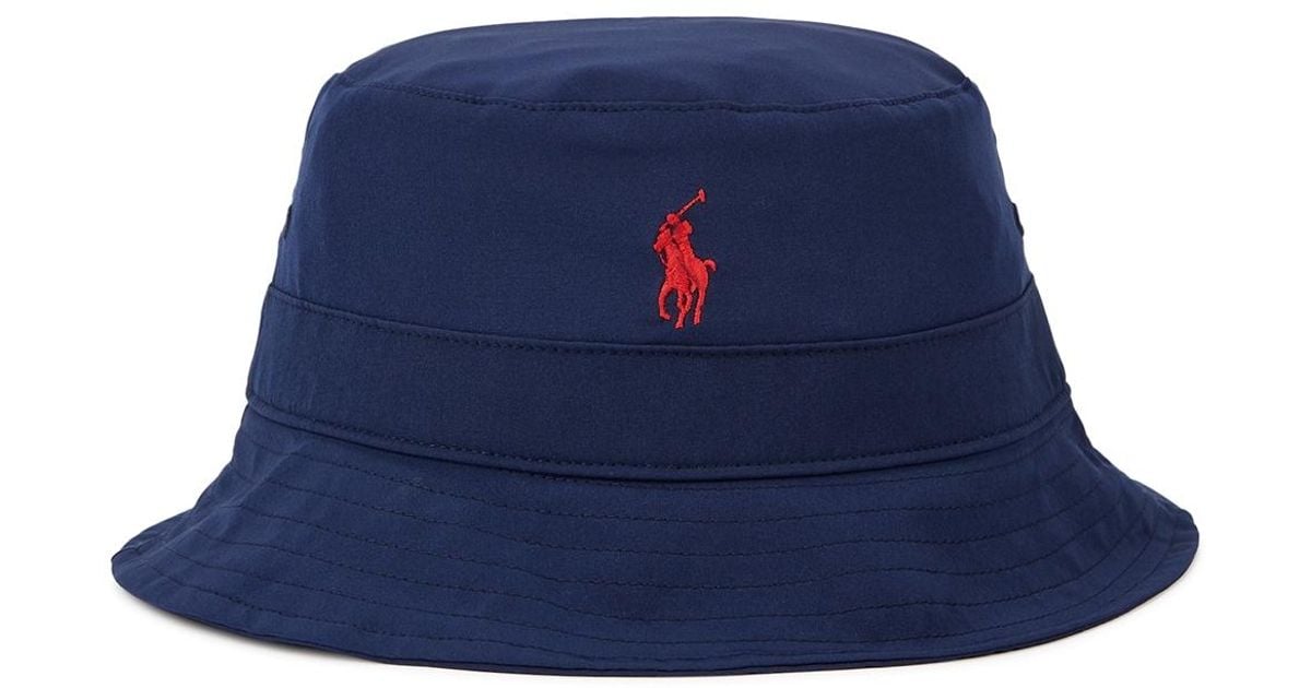 Polo Ralph Lauren Canvas Navy Logo Bucket Hat in Blue for Men Lyst UK