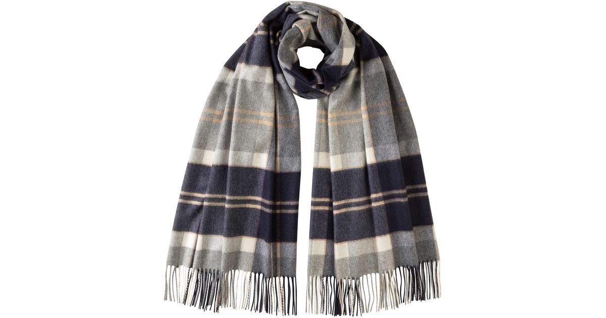 Johnstons of Elgin Iconic Silver Bannockbane Tartan Cashmere Stole in