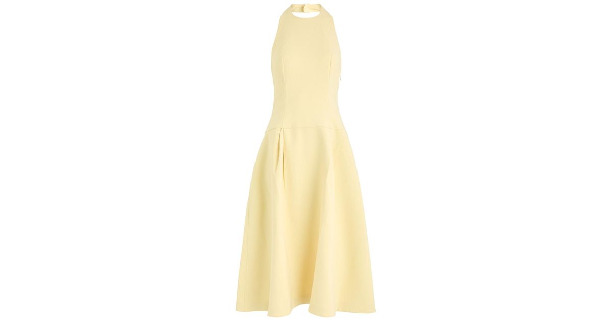 Odd Muse Halterneck Crepe Midi Dress in Yellow | Lyst