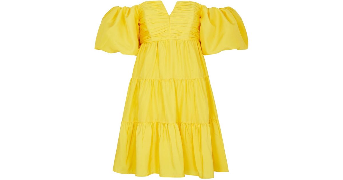 Rebecca Vallance Izzy Yellow Silk-satin Mini Dress | Lyst UK
