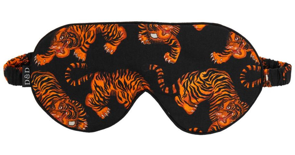 Desmond & Dempsey Rayas Printed Cotton Eye Mask in Brown Lyst