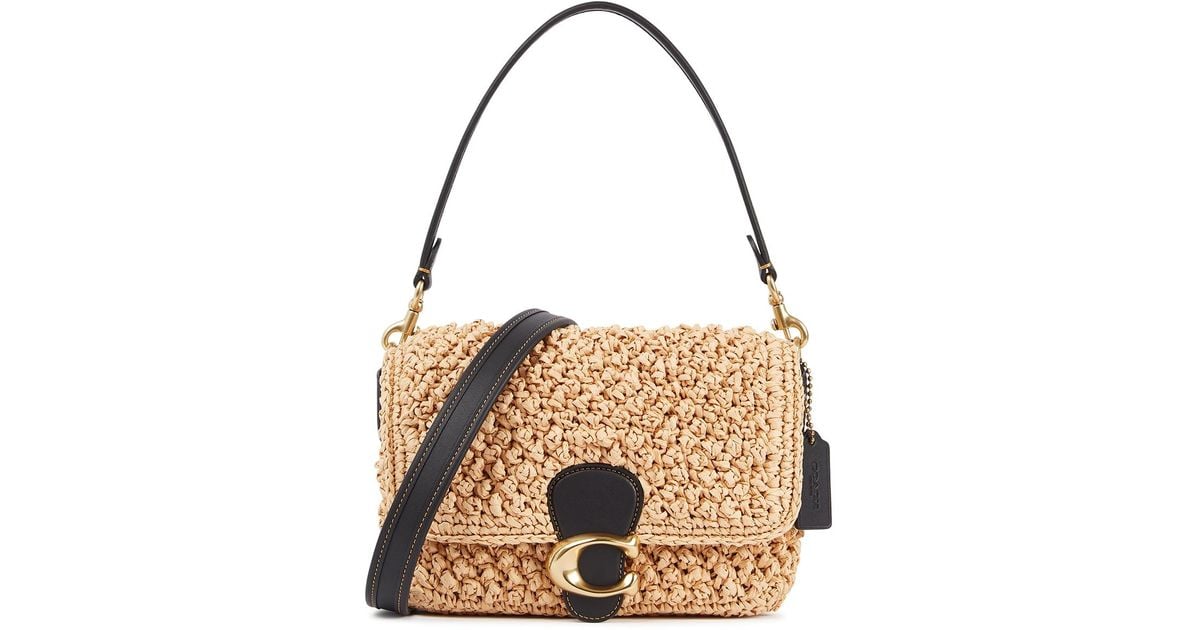 COACH Tabby Sand Textured Straw Cross-body Bag in Natural | Lyst