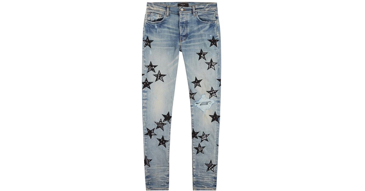 Amiri Denim Blue Star-appliquéd Skinny Jeans for Men - Lyst