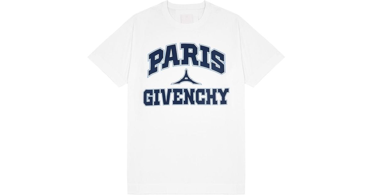 Givenchy Paris Logo-print Cotton T-shirt in Blue for Men | Lyst