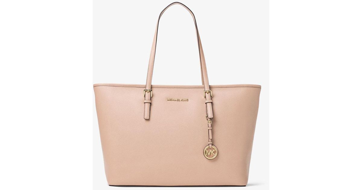 Michael Kors Jet Set Medium Saffiano Leather Top-zip Tote Bag in Pink |  Lyst UK