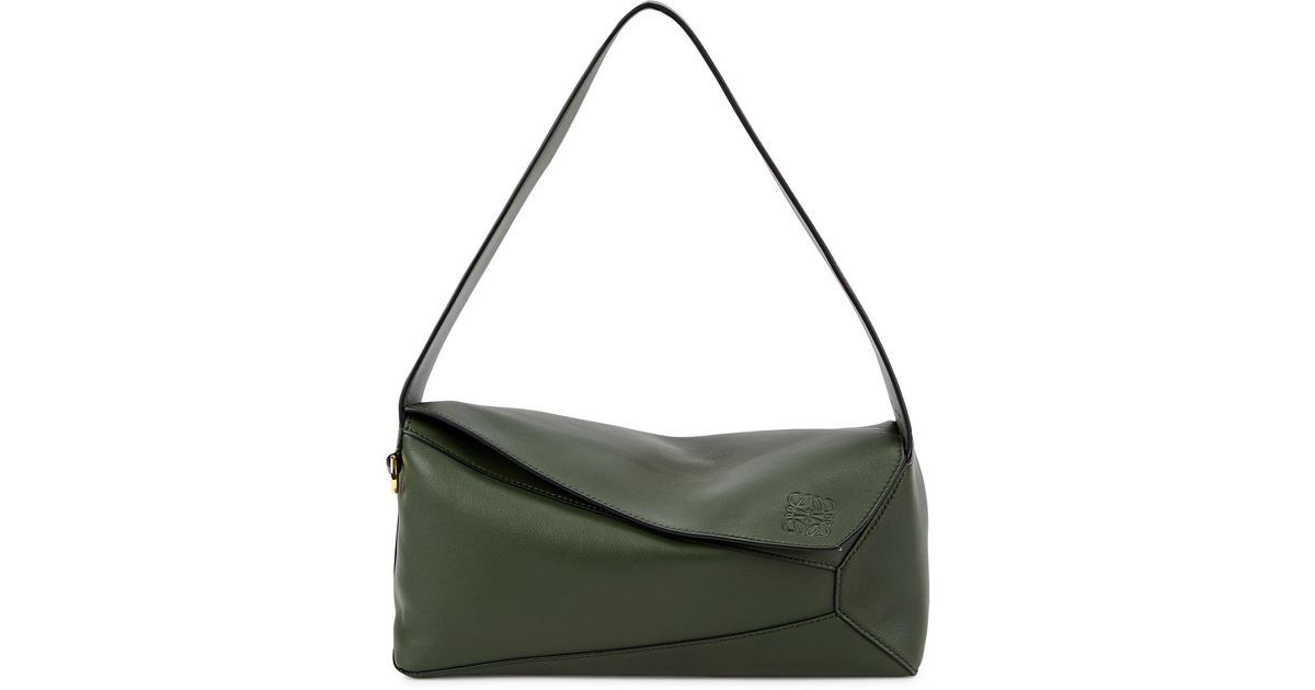 Loewe Puzzle Leather Hobo Bag in Green | Lyst