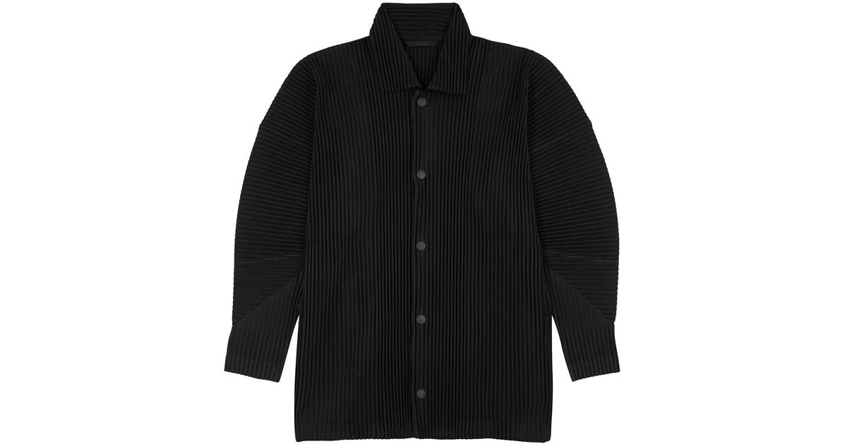 Homme Plissé Issey Miyake Synthetic Black Plissé Shirt for Men | Lyst