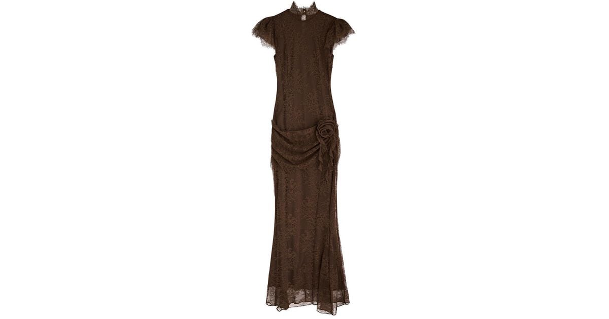 de la vali brown lace dress Foehn Maxi Dress in Brown Lace