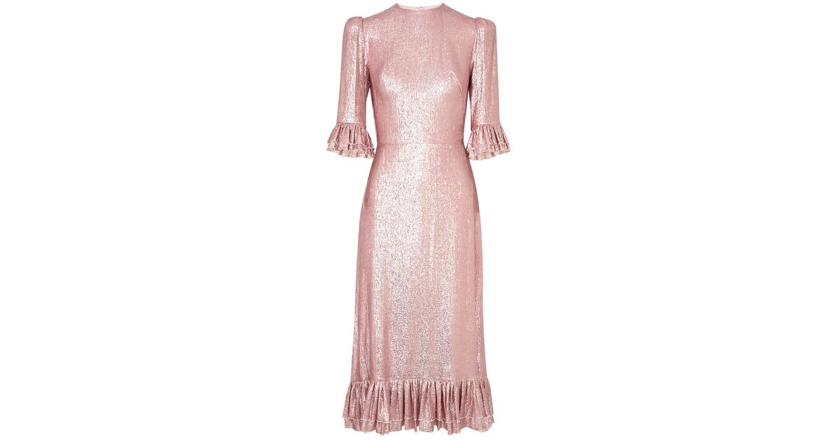 The Vampire's Wife The Falconetti Lamé Wool-blend Midi Dress in Pink ...