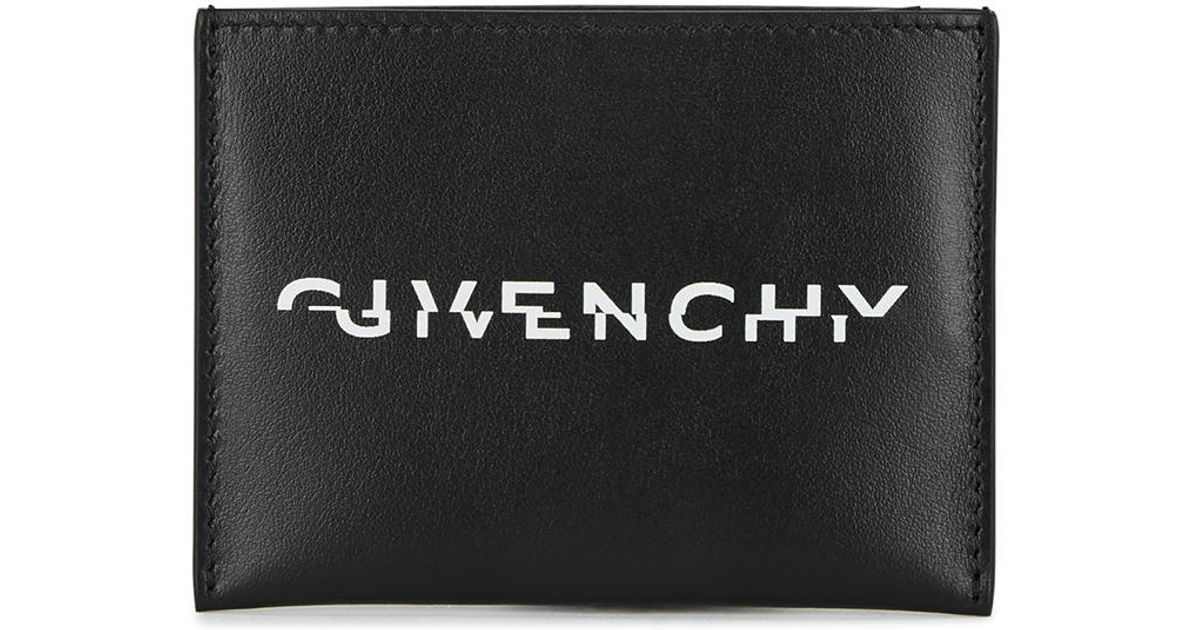 Givenchy Black Logo Leather Card Holder for Men - Lyst