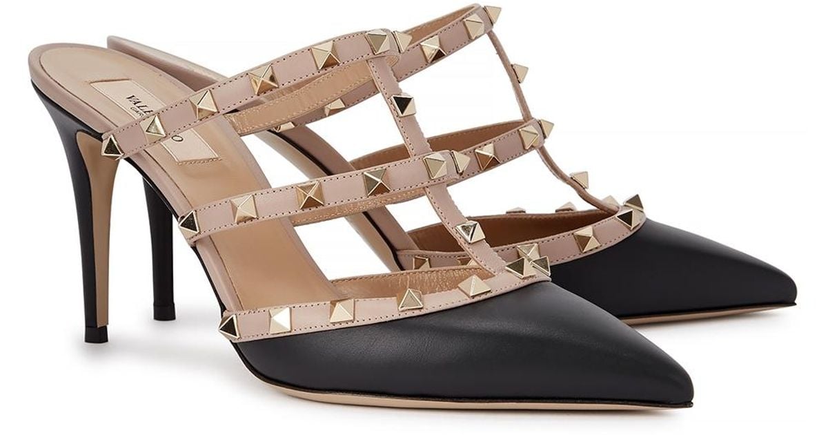 valentino garavani rockstud flat leather mules
