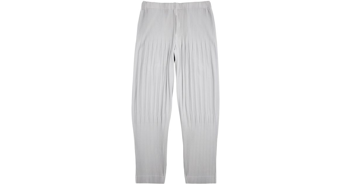 Homme Plissé Issey Miyake Pleated Cropped Trousers in White for 