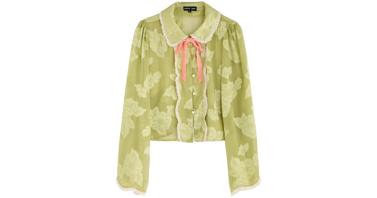 【英国発Sister Jane】Floral-jacquard top handle bag SISTER JANE Storybook embellished floral-jacquard top handle