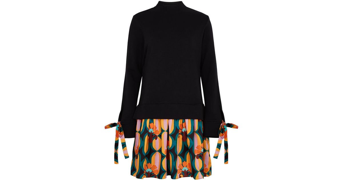 La DoubleJ Sporty Panelled Satin And Jersey Jumper Dress in Black Lyst