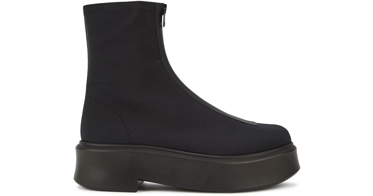 The Row Zipped 1 Nylon Flatform Ankle Boots in Black | Lyst UK
