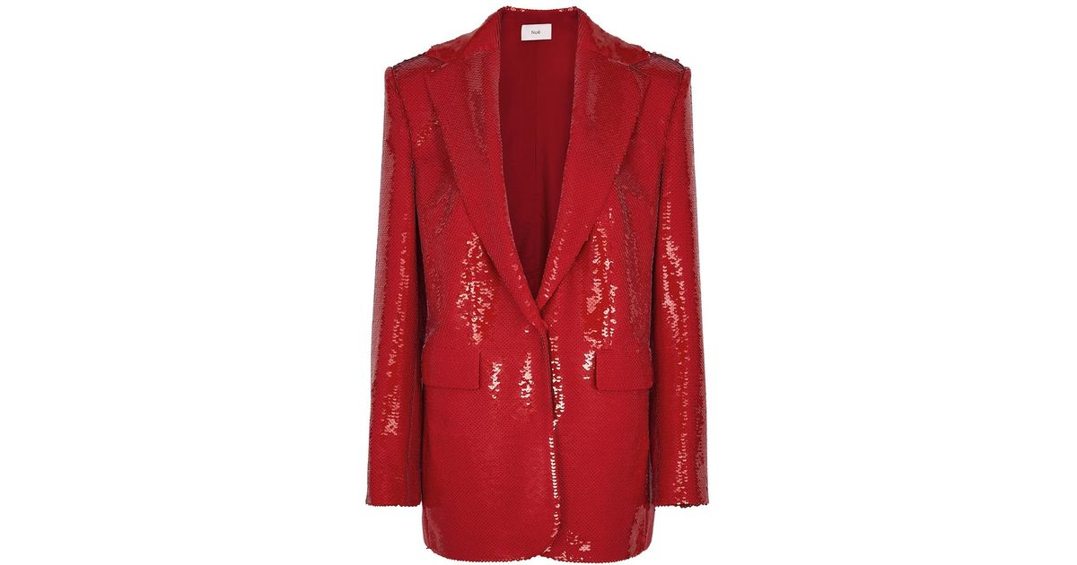 Nue Studio Jade Sequin Blazer in Red Lyst