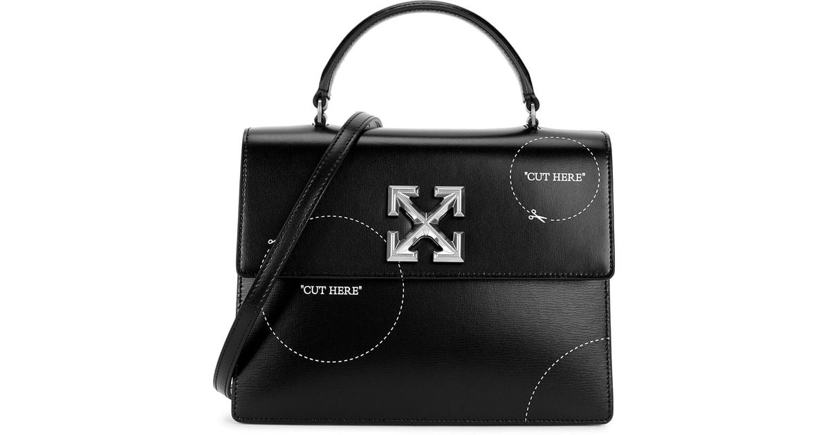 Off White c o Virgil Abloh cut Here Jitney 1.4 Leather Top Handle Bag in Black Lyst