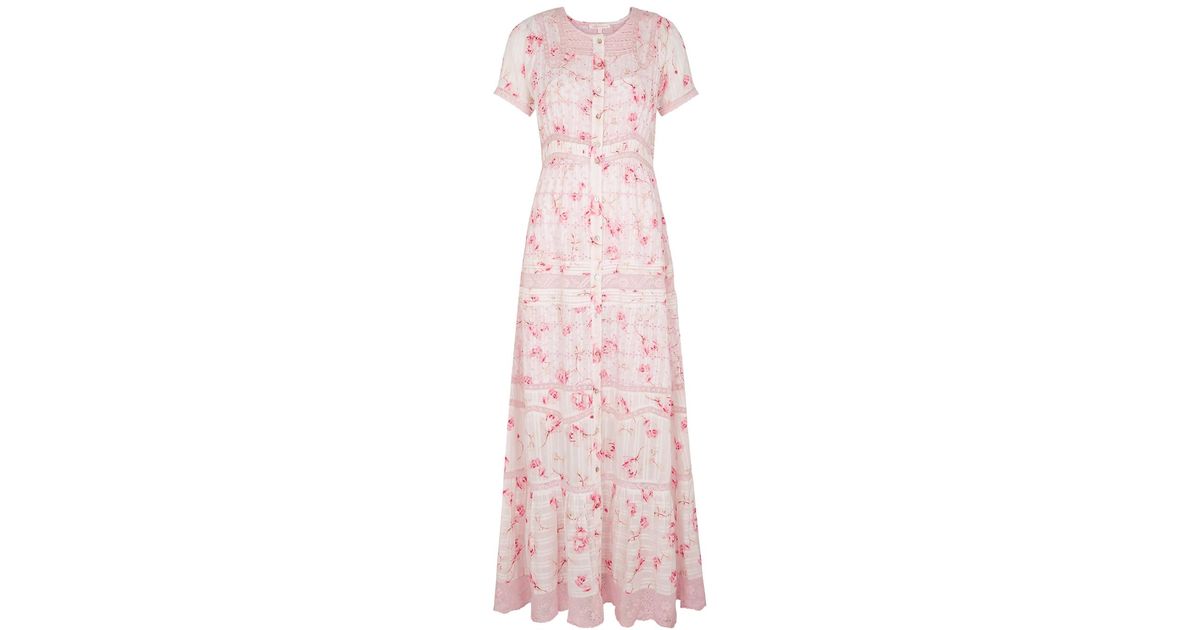 LoveShackFancy Medina Victorian Floral-print Cotton Maxi Dress in Pink ...