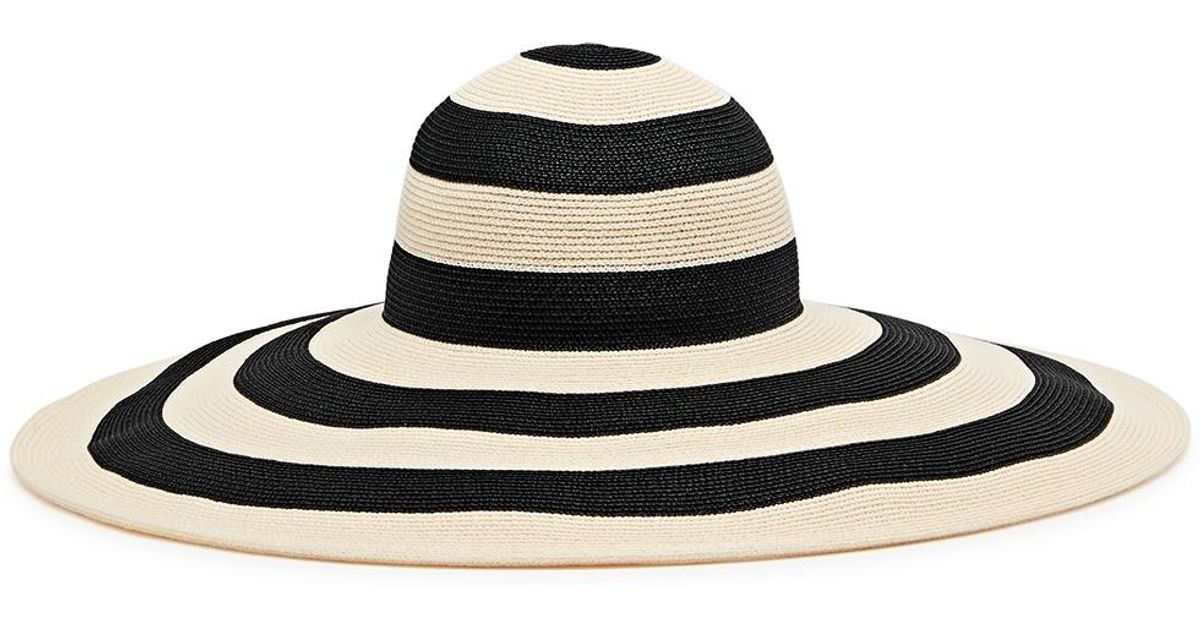 Eugenia Kim Sunny Striped Wide-brim Straw Hat in Black | Lyst