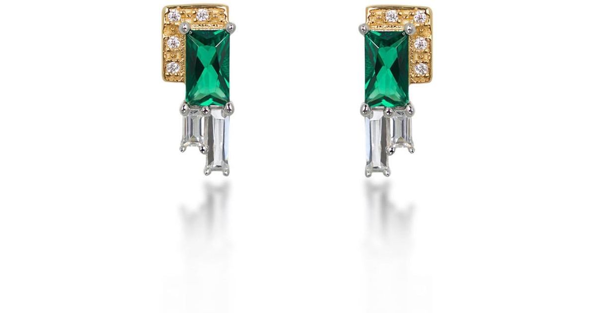 V By Laura Vann Audrey Rhodium And Gold plated Earrings in White