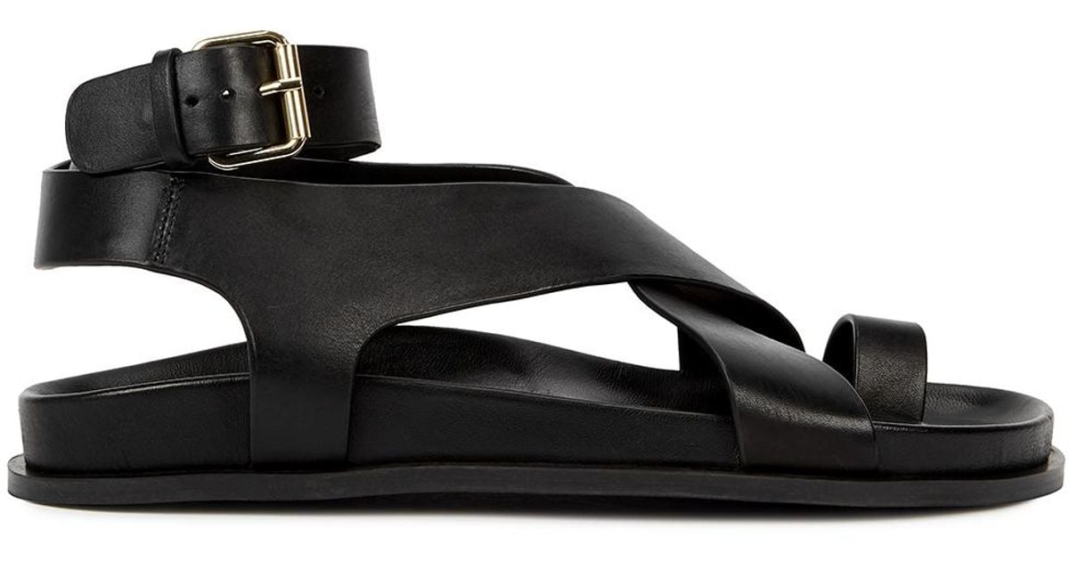 A.Emery Jalen Black Leather Sandals | Lyst