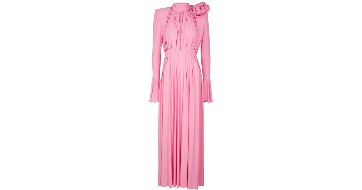 magda butrym pleated crepe maxi dress Magda Butrym Pleated Maxi Dress in Beige
