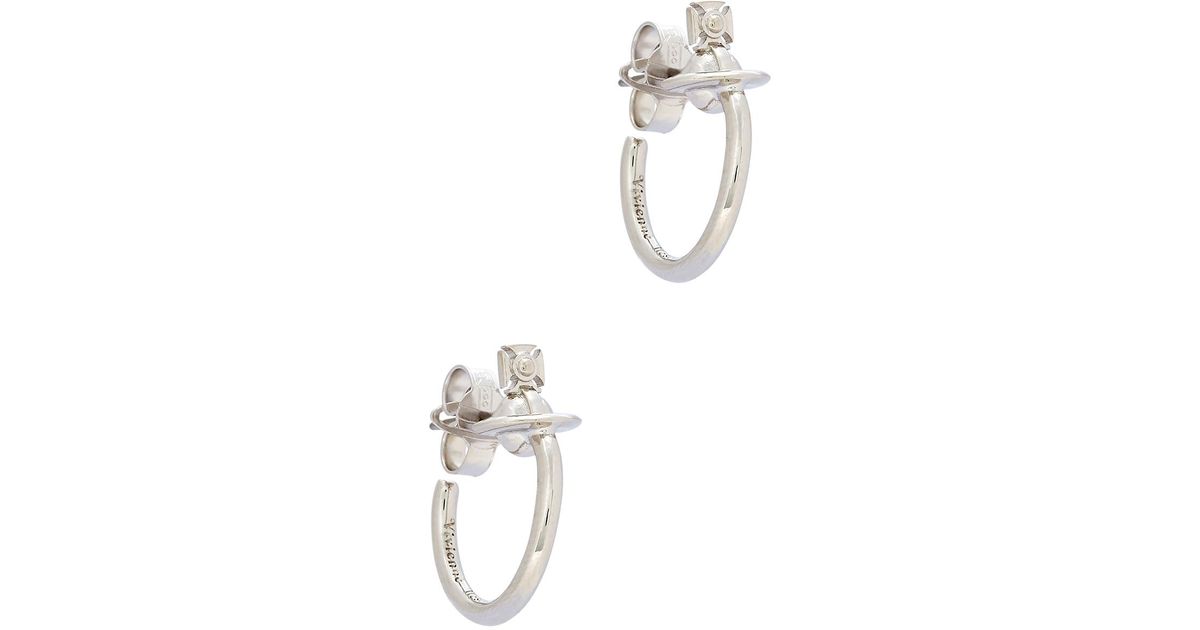 Vivienne Westwood Vera Silver tone Orb Hoop Earrings in Metallic