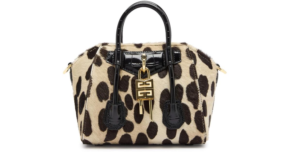 Givenchy Antigona Lock Toy Calf-Hair Top Handle Bag in Black