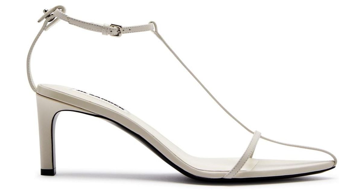Jil Sander High 65 Leather Sandals in Natural | Lyst