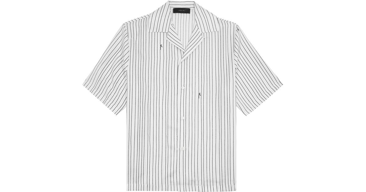 Amiri Striped Silk-satin Shirt in White for Men | Lyst