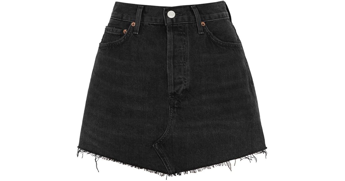 Agolde Parker Denim Mini Skirt in Black | Lyst