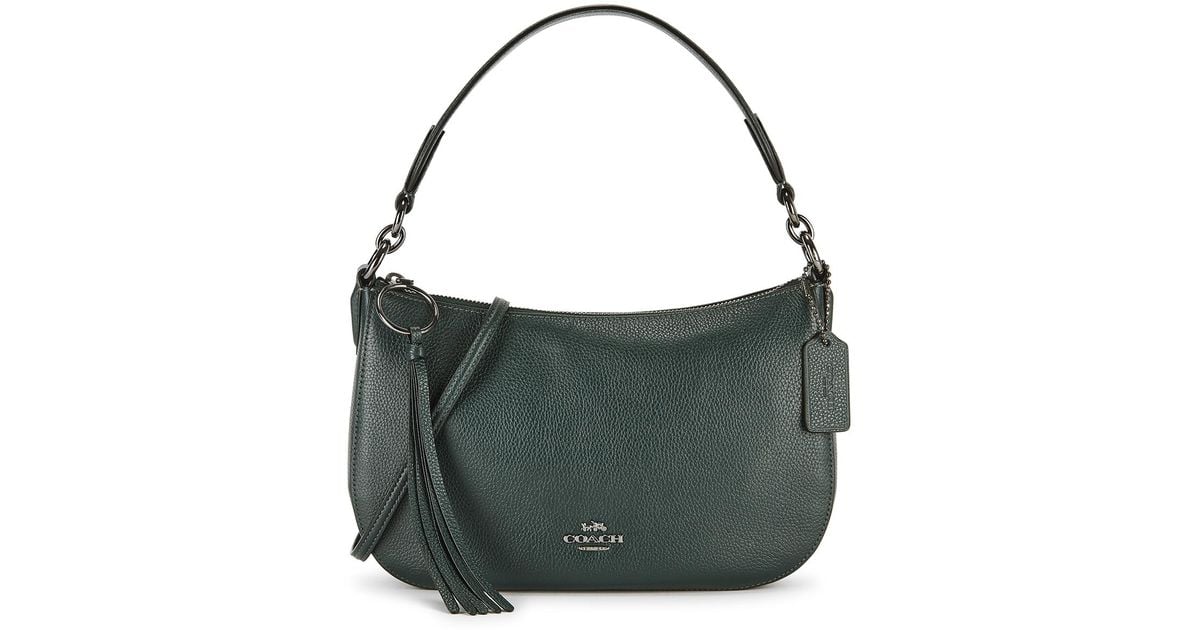 COACH Sutton Dark Green Leather Shoulder Bag Lyst