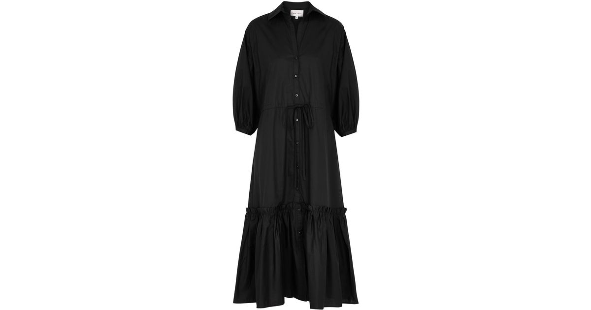 Cara Cara Hutton Black Cotton-poplin Midi Dress | Lyst UK