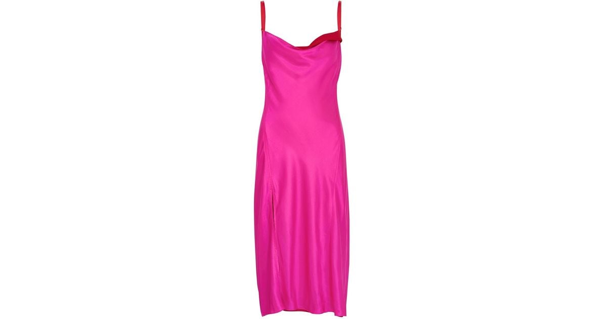 Acne Studios Layered Satin Slip Dress in Pink | Lyst