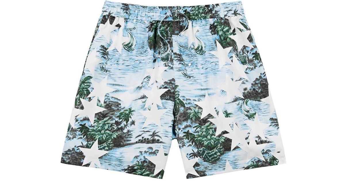 Amiri Tropical Printed Silktwill Shorts in Blue for Men Lyst UK