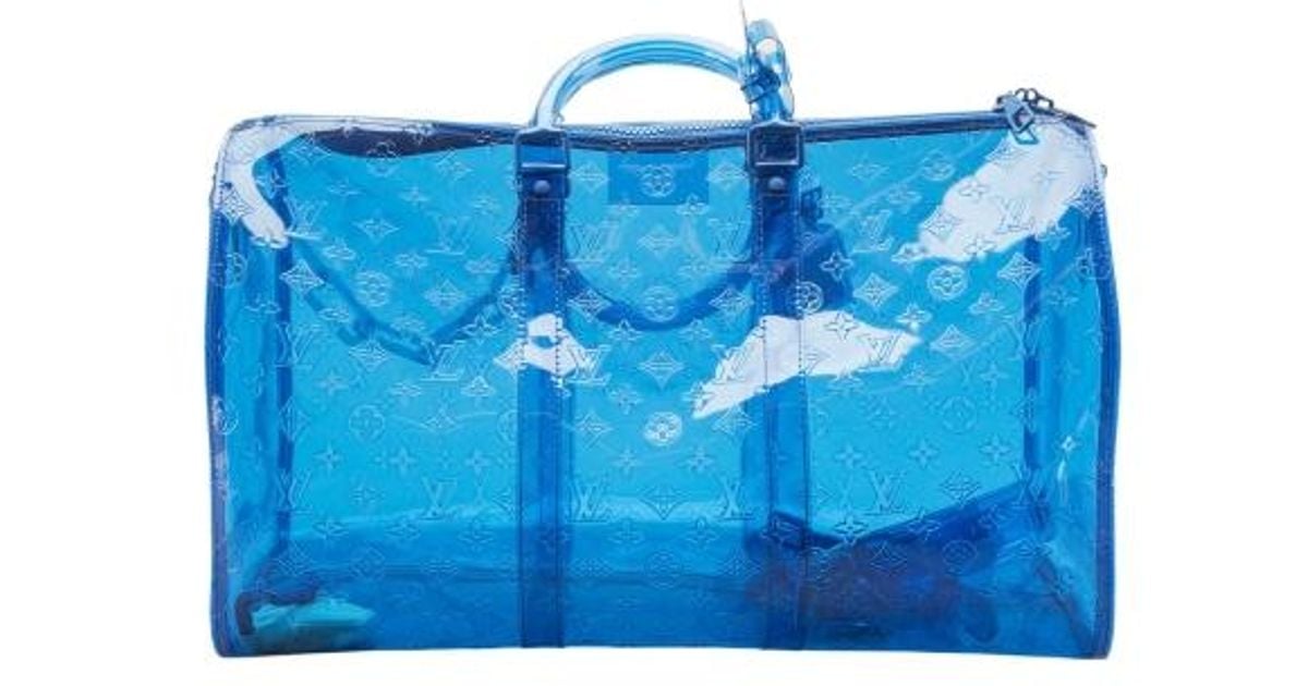 Louis Vuitton Virgil Abloh X Blue Monogram Pvc Keepall Bandouliere 50