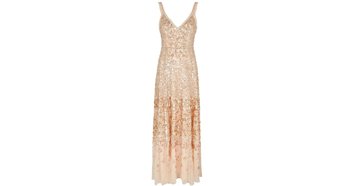Needle & Thread Patchwork Sequin-embellished Tulle Gown in Pink | Lyst UK