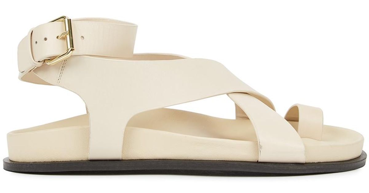 A.Emery Jalen Cream Leather Sandals in White | Lyst
