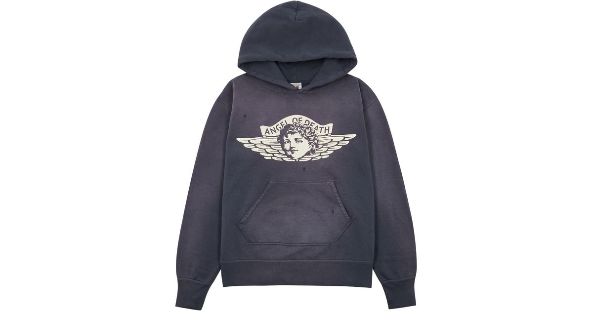 SAINT Mxxxxxx Angel Of Death Hooded Cotton Sweatshirt in SAINT Mxxxxxx Angel Of Death Hooded Cotton Sweatshirt in