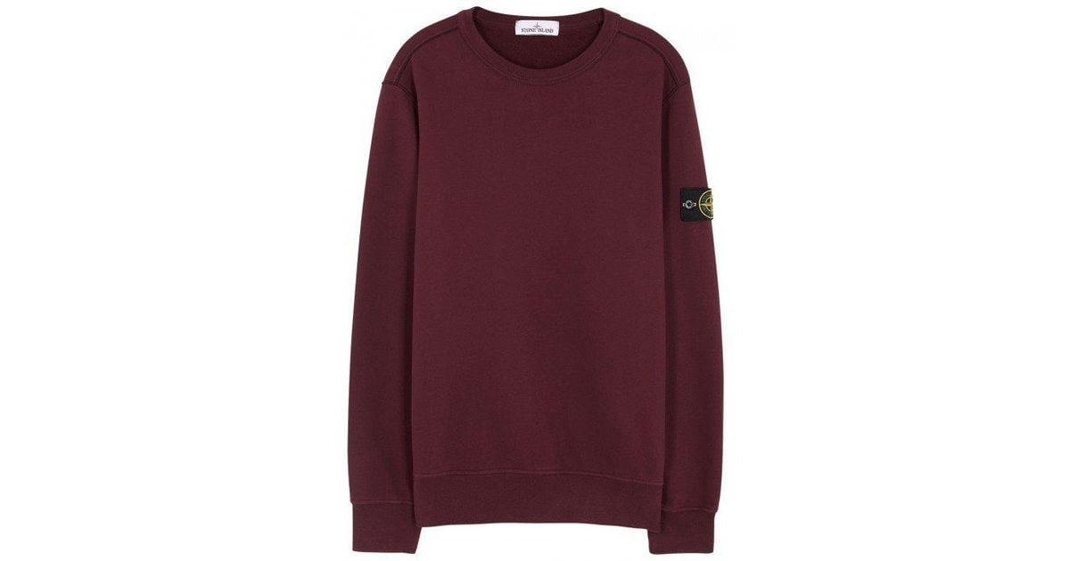 burgundy stone island sweatshirt