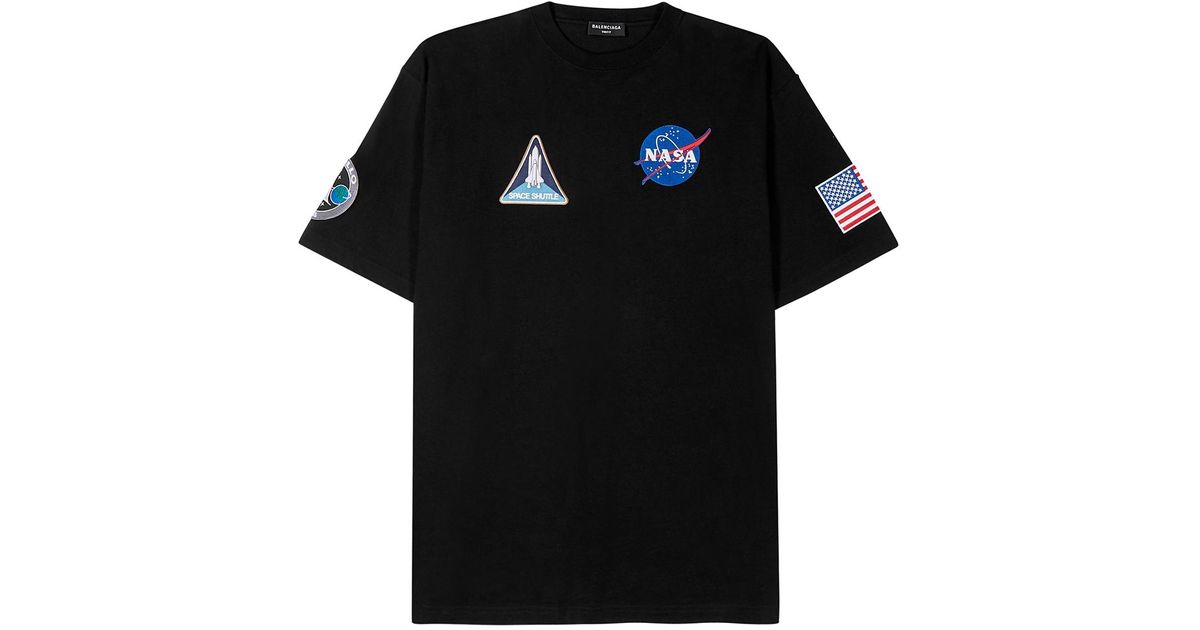 Balenciaga X Nasa Badge-appliquéd Cotton T-shirt in Black for Men 