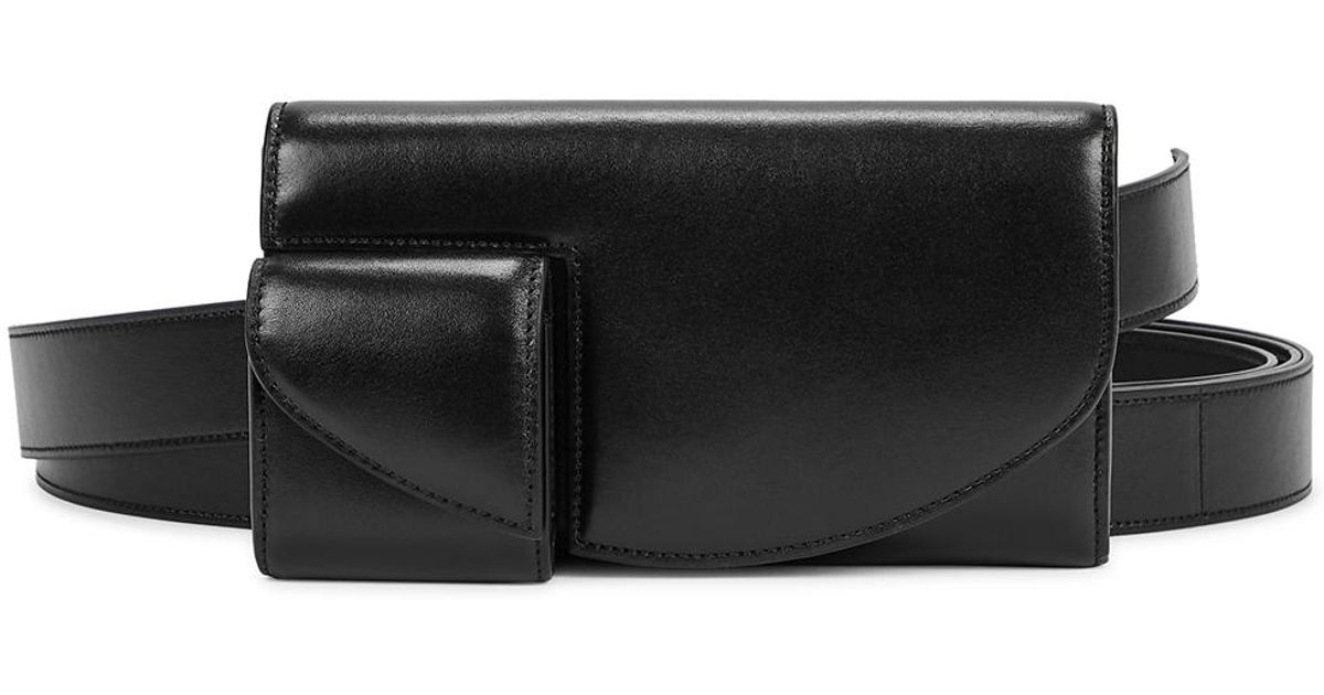 The Row Horizontal Black Leather Belt Bag Lyst
