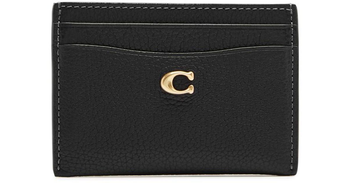 COACH Logo Leather Card Holder in Black Lyst