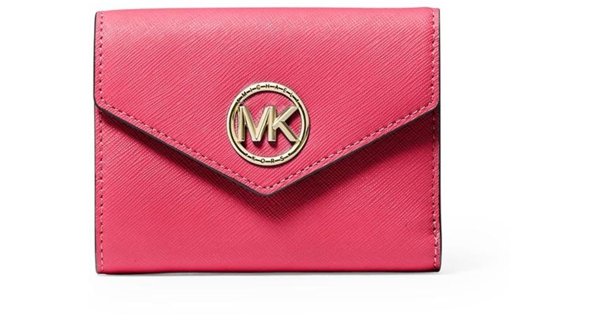 Michael Michael Kors Carmen Medium Saffiano Leather Tri Fold Envelope Wallet Lyst Uk