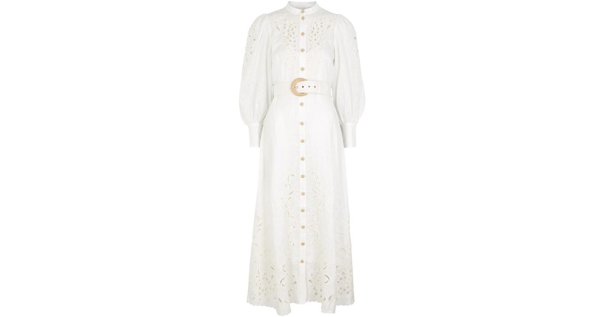 Zimmermann Peggy Floralembroidery Linen Dress in White Lyst