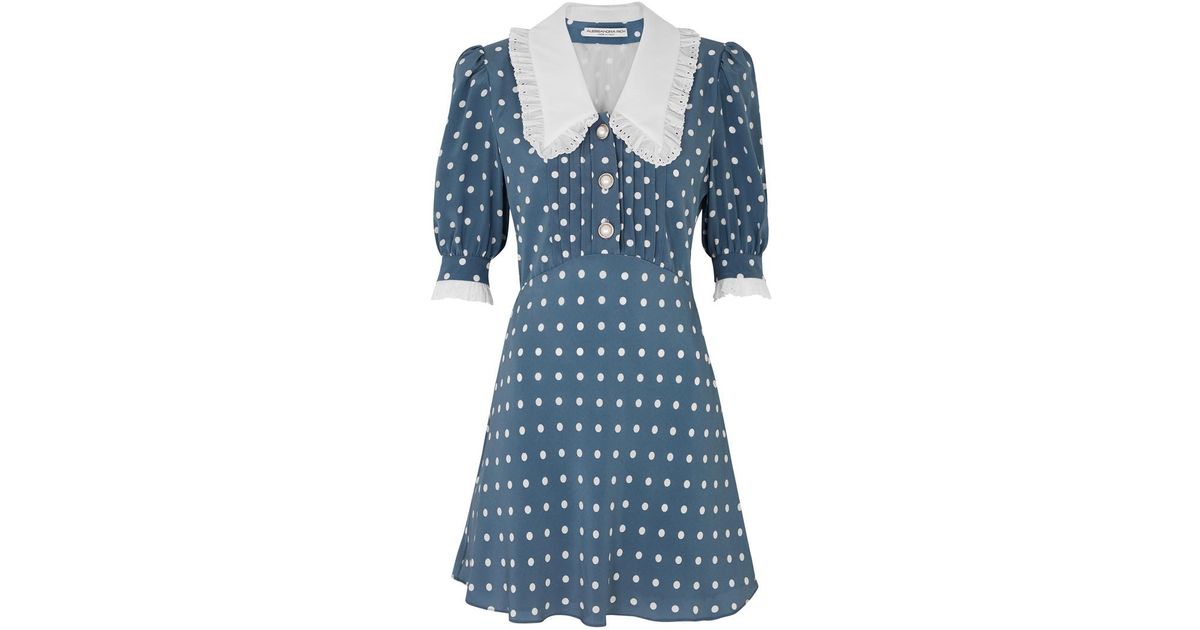 Alessandra Rich Polka dot Silk Mini Dress in Blue Lyst