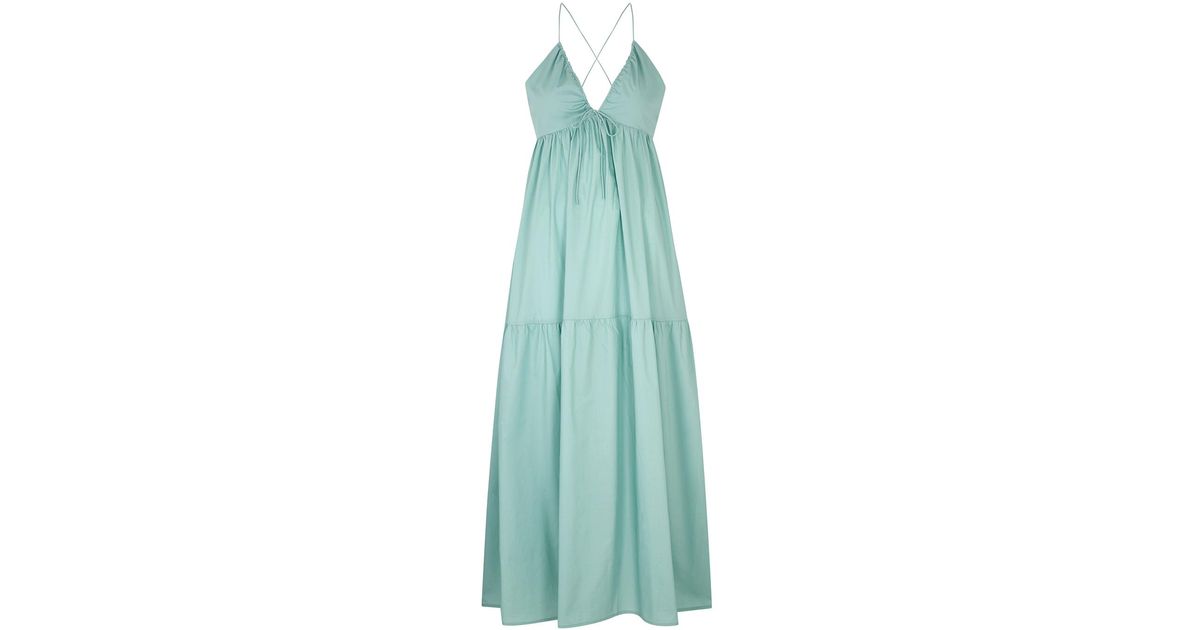 Bird & Knoll Hana Cotton-poplin Maxi Dress in Blue | Lyst