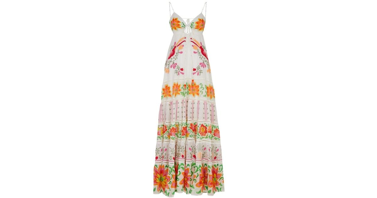 red mixed neon floral maxi dress FARM Rio Red Mixed Neon Floral Maxi Dress