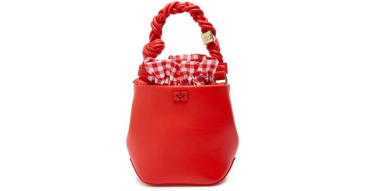 トートバッグ Ganni Bou Bucket Mini Purse - Ganni - Leather - Red Red Alert Red Mini GANNI Bou Bucket Bag | GANNI US